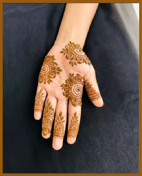 Minimalist Simple Front Hand Mehndi Design With Leaf Trails